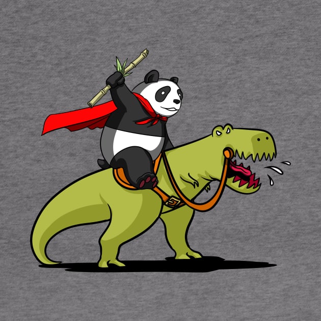 Panda Bear Riding A T-Rex Dinosaur by underheaven